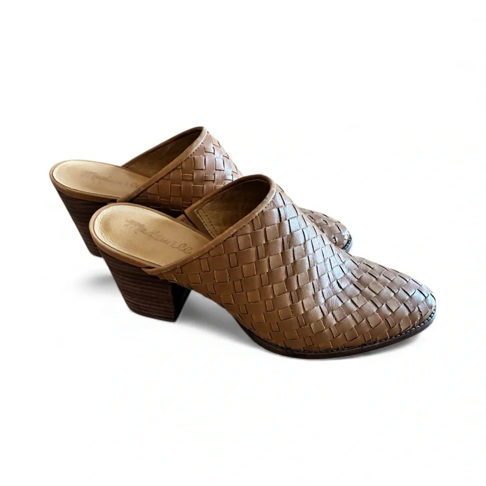 Madewell Tan Woven Leather Mules - Picture 2 of 7